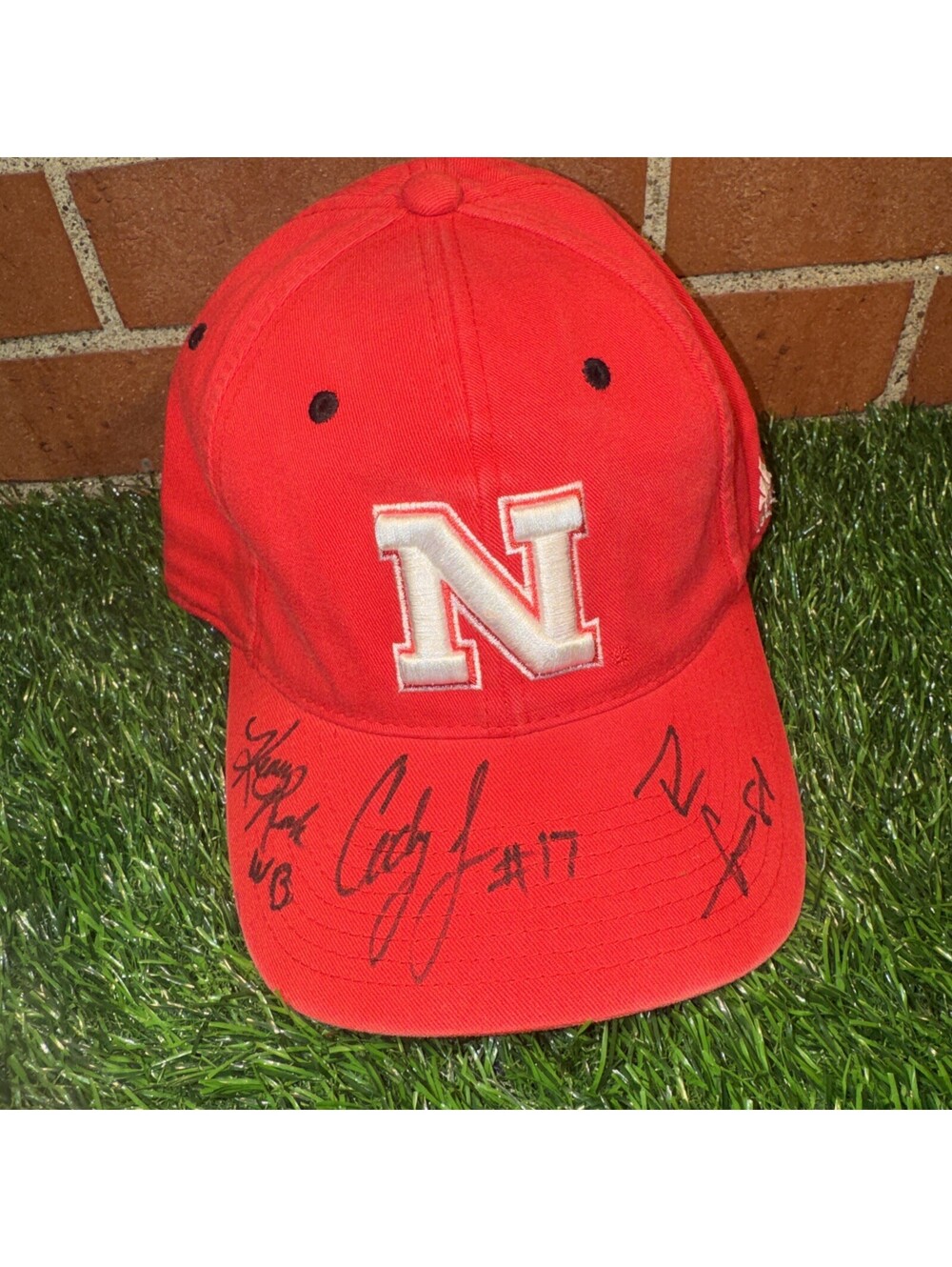 Nebraska Cornhuskers Strechfit Adidas Hat With Autographs On The Bill